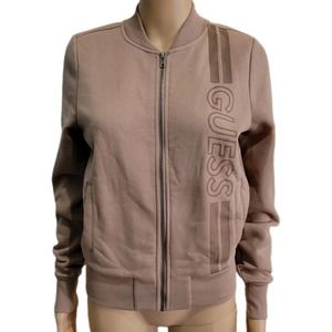 GUESS Zaidin Logo Zip Up jacket shiitake brown NWT Small
